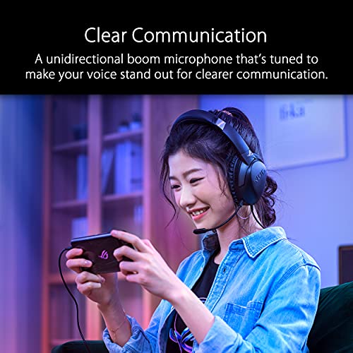 ASUS ROG Strix Go Core Gaming-Headset mit Kabel, 3,5 mm Anschluss, leichtes Design, Over-Ear-Kopfhörer für PC, Mac, Nintendo Switch und PS4, Schwarz, Standard Bild 5