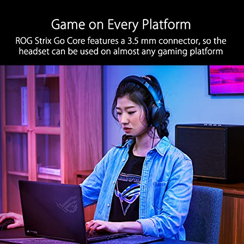ASUS ROG Strix Go Core Gaming-Headset mit Kabel, 3,5 mm Anschluss, leichtes Design, Over-Ear-Kopfhörer für PC, Mac, Nintendo Switch und PS4, Schwarz, Standard Bild 6