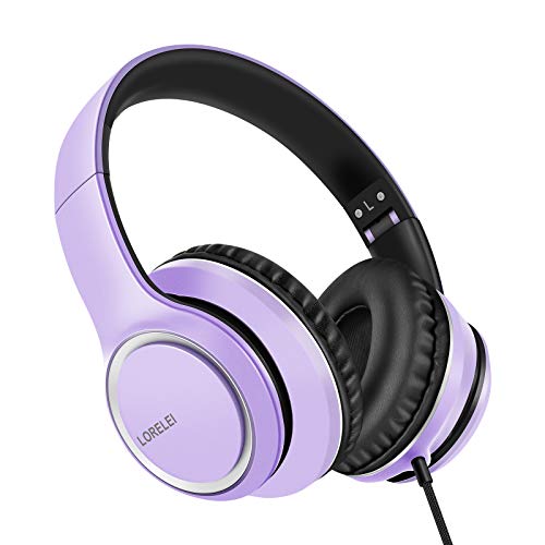 LORELEI X8 Over-Ear-Kopfhörer mit Mikrofon mit 1,45 m verwicklungsfreier Nylonschnur und 3,5-mm-Stecker, leicht, faltbar und tragbar, für Smartphone, Tablet, Computer, MP3/4,（Dunkelviolett） Bild 1