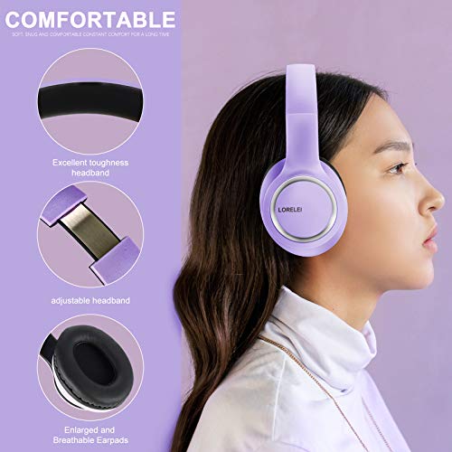 LORELEI X8 Over-Ear-Kopfhörer mit Mikrofon mit 1,45 m verwicklungsfreier Nylonschnur und 3,5-mm-Stecker, leicht, faltbar und tragbar, für Smartphone, Tablet, Computer, MP3/4,（Dunkelviolett） Bild 2