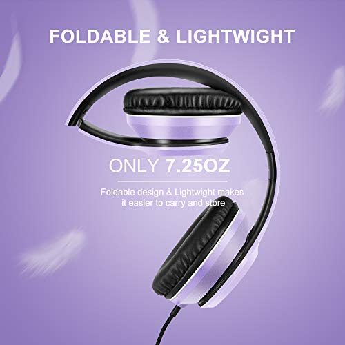 LORELEI X8 Over-Ear-Kopfhörer mit Mikrofon mit 1,45 m verwicklungsfreier Nylonschnur und 3,5-mm-Stecker, leicht, faltbar und tragbar, für Smartphone, Tablet, Computer, MP3/4,（Dunkelviolett） Bild 4