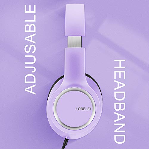 LORELEI X8 Over-Ear-Kopfhörer mit Mikrofon mit 1,45 m verwicklungsfreier Nylonschnur und 3,5-mm-Stecker, leicht, faltbar und tragbar, für Smartphone, Tablet, Computer, MP3/4,（Dunkelviolett） Bild 5