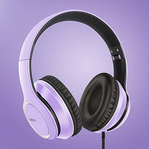 LORELEI X8 Over-Ear-Kopfhörer mit Mikrofon mit 1,45 m verwicklungsfreier Nylonschnur und 3,5-mm-Stecker, leicht, faltbar und tragbar, für Smartphone, Tablet, Computer, MP3/4,（Dunkelviolett） Bild 6