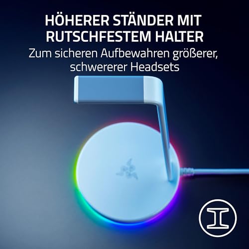 Razer Base Station V2 Chroma (Mercury) - Headset-Ständer mit USB-Hub und RGB-Beleuchtung (mit 7.1 Surround Sound, Integrierter Kopfhörer-Halter, Rutschfester Standfuß) Weiß Bild 3