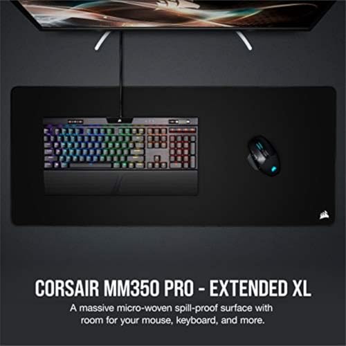 Corsair MM350 PRO Premium-Stoffmauspad (93 x 40 cm Oberfläche, Micro-Weave-Gewebe, 4 mm Dicker Plüschgummi, Langlebige Anti-Fray-Kanten) Extended XL, Schwarz Bild 2