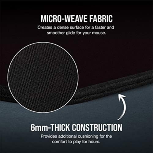 Corsair MM350 PRO Premium-Stoffmauspad (93 x 40 cm Oberfläche, Micro-Weave-Gewebe, 4 mm Dicker Plüschgummi, Langlebige Anti-Fray-Kanten) Extended XL, Schwarz Bild 4