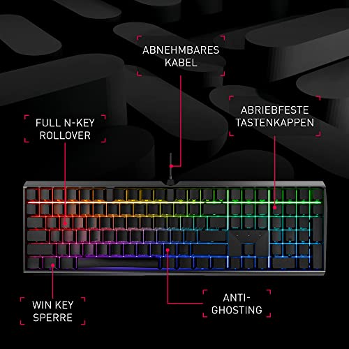 CHERRY MX Board 3.0 S, Mechanische Gaming-Tastatur mit Kabel, Deutsches Layout (QWERTZ), Aluminium-Gehäuse, RGB-Beleuchtung, MX Silent RED Switches, Schwarz Bild 2