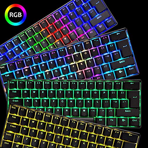 MK21 Gaming Tastatur und Maus Set, RGB 60% Mechanische Tastatur, 62 Tasten Wired Beleuchtung Gaming-Tastatur QWERTY + 6400 DPI Ultraleicht Gaming Maus + Mauspad für PS4, Xbox, PC - Schwarz/Blue Switch Bild 5