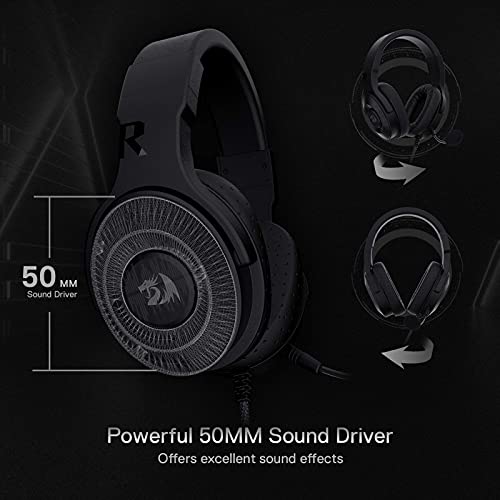 Redragon H350 RGB kabelgebundenes Gaming-Kopfhörer, dynamische RGB-Hintergrundbeleuchtung - Stereo-Surround-Sound - 50-mm-Treiber - abnehmbares Mikrofon, Over-Ear-Kopfhörer (Schwarz) Bild 3