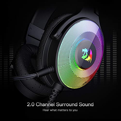 Redragon H350 RGB kabelgebundenes Gaming-Kopfhörer, dynamische RGB-Hintergrundbeleuchtung - Stereo-Surround-Sound - 50-mm-Treiber - abnehmbares Mikrofon, Over-Ear-Kopfhörer (Schwarz) Bild 4