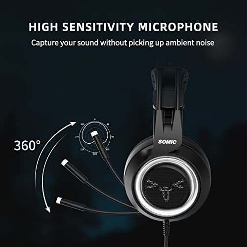 Somic Gaming-Kopfhörer für Xbox One, Stereo-Surround-Sound mit Geräuschunterdrückung, abnehmbares Katzenohr-Headset mit Inline-Steuerung für Jungen und Männer Bild 3