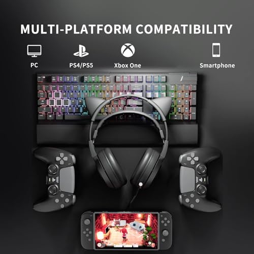 Somic Gaming-Kopfhörer für Xbox One, Stereo-Surround-Sound mit Geräuschunterdrückung, abnehmbares Katzenohr-Headset mit Inline-Steuerung für Jungen und Männer Bild 4