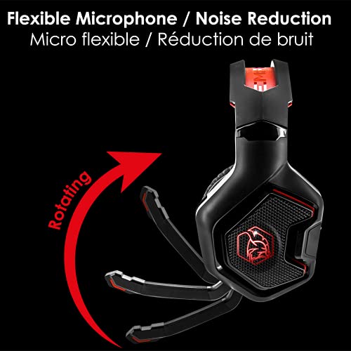 EMPIRE GAMING – WarCry P-W1 Gaming Headset mit Mikro - PC/PS4/PS5/Xbox/Switch/Mac-2.4 GHz Wireless – Surround Sound Stereo - LED Rot Bild 4