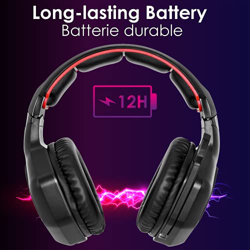 EMPIRE GAMING – WarCry P-W1 Gaming Headset mit Mikro - PC/PS4/PS5/Xbox/Switch/Mac-2.4 GHz Wireless – Surround Sound Stereo - LED Rot Bild 5