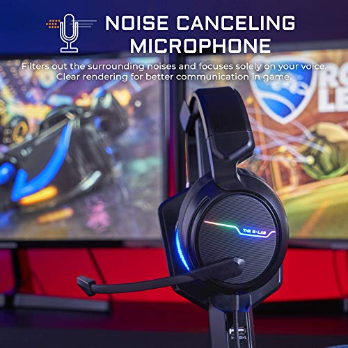 THE G-LAB Korp Thallium Gaming-Kopfhörer, USB, 7.1, Digital Surround & K-Stand Radon Gaming Kopfhörer Stander - RGB-Hintergrundbeleuchtung, USB-Hub 2 x 2,0, rutschfeste Basis - (Schwarz) Bild 4