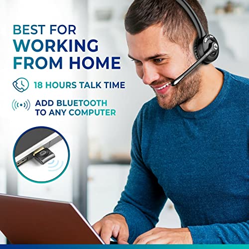Delton Trucker Bluetooth-Headset, kabellose Kopfhörer mit Mikrofon, einzelner Ohrhörer mit Mikrofon für Skype, Call-Center, LKW-Fahrer – 18 Stunden (mit USB-Dongle) (2er-Pack) Bild 2