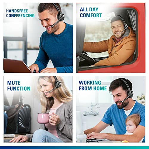 Delton Trucker Bluetooth-Headset, kabellose Kopfhörer mit Mikrofon, einzelner Ohrhörer mit Mikrofon für Skype, Call-Center, LKW-Fahrer – 18 Stunden (mit USB-Dongle) (2er-Pack) Bild 6