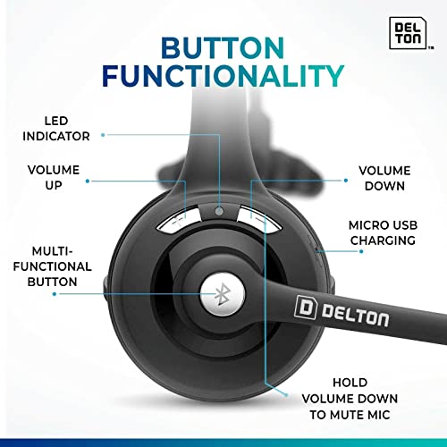 Delton Trucker Bluetooth-Headset, kabellose Kopfhörer mit Mikrofon, einzelner Ohrhörer mit Mikrofon für Skype, Call-Center, LKW-Fahrer – 18 Stunden (mit USB-Dongle) (2er-Pack) Bild 7