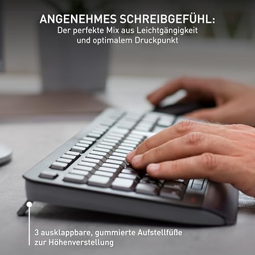 CHERRY GENTIX Desktop, Kabelloses Tastatur-Maus-Set, Deutsches Layout (QWERTZ), 2,4 GHz Funk, Integrierte Handballenauflage, Symmetrische Maus, Schwarz Bild 3