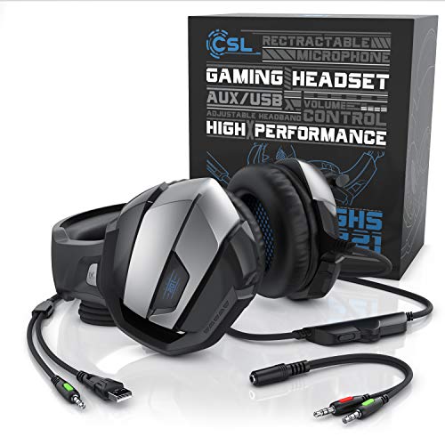 CSL - PS4 PS5 Headset - Gaming Headset Klinke mit Mikrofon - Klinkenanschluss - LED Beleuchtung - Gaming Kopfhörer für PC PS4 PS4 Pro PS5 Xbox One Xbox One S Bild 7