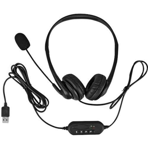 Aluratek Kabelgebundenes USB-Stereo-Headset mit geräuschreduzierendem Boom-Mikrofon und Inline-Steuerung, für Fernunterricht, Zoom, MS Teams, Videokonferenzen, Skype, Gaming, Musikwiedergabe, Webinare Bild 2