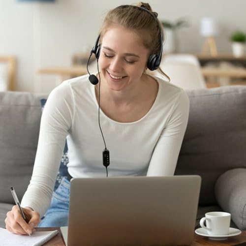 Aluratek Kabelgebundenes USB-Stereo-Headset mit geräuschreduzierendem Boom-Mikrofon und Inline-Steuerung, für Fernunterricht, Zoom, MS Teams, Videokonferenzen, Skype, Gaming, Musikwiedergabe, Webinare Bild 4