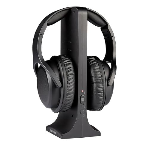 MEDION Funkkopfhörer HS-1 (kabellos, für TV, bis zu 15m Reichweite, mit Ladestation, Over Ear, USB C, MD40006) Bild 1