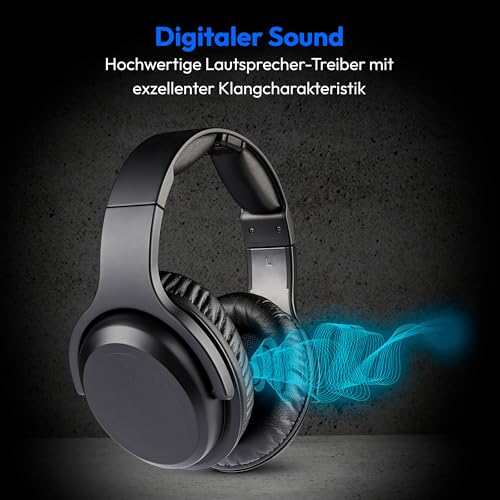 MEDION Funkkopfhörer HS-1 (kabellos, für TV, bis zu 15m Reichweite, mit Ladestation, Over Ear, USB C, MD40006) Bild 3