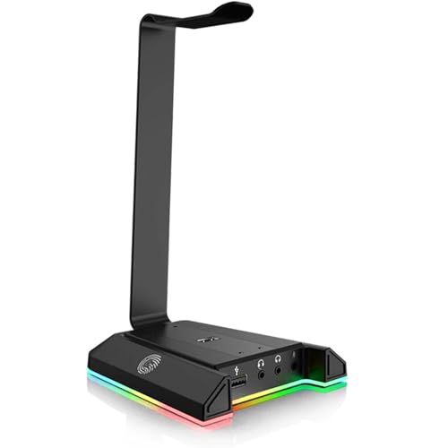 EKSA W1 Gaming Headset Ständer, Aluminium RGB Kopfhörer Halterung mit 7,1 Surround Sound, 2 USB Anschlüssen und 3 Buchsen von 3.5mm, PC Zubehör Gaming Headset Halter Bild 1