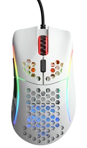 Glorious Gaming Model D- (Minus) Wired Gaming Mouse – superleichtes Wabendesign mit 61 g, RGB-Beleuchtung, ergonomisch, Pixart 3360 Sensor, Omron-Schaltern, PTFE-Füße, 6 Tasten – Glänzend Weiß Bild 2
