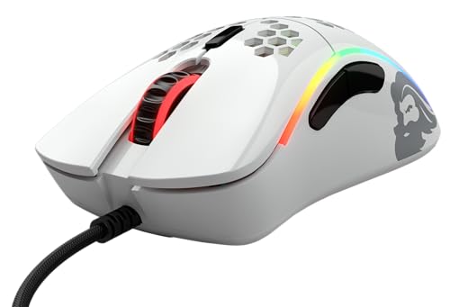 Glorious Gaming Model D- (Minus) Wired Gaming Mouse – superleichtes Wabendesign mit 61 g, RGB-Beleuchtung, ergonomisch, Pixart 3360 Sensor, Omron-Schaltern, PTFE-Füße, 6 Tasten – Glänzend Weiß Bild 3