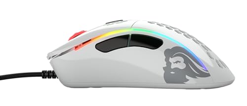 Glorious Gaming Model D- (Minus) Wired Gaming Mouse – superleichtes Wabendesign mit 61 g, RGB-Beleuchtung, ergonomisch, Pixart 3360 Sensor, Omron-Schaltern, PTFE-Füße, 6 Tasten – Glänzend Weiß Bild 4