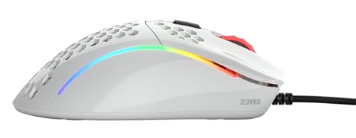 Glorious Gaming Model D- (Minus) Wired Gaming Mouse – superleichtes Wabendesign mit 61 g, RGB-Beleuchtung, ergonomisch, Pixart 3360 Sensor, Omron-Schaltern, PTFE-Füße, 6 Tasten – Glänzend Weiß Bild 5