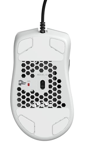 Glorious Gaming Model D- (Minus) Wired Gaming Mouse – superleichtes Wabendesign mit 61 g, RGB-Beleuchtung, ergonomisch, Pixart 3360 Sensor, Omron-Schaltern, PTFE-Füße, 6 Tasten – Glänzend Weiß Bild 6