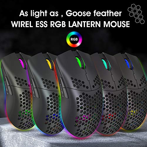 Drahtlose Gaming Maus, 2,4G Superleichte Wabenschale Ergonomische RGB-Mäuse mit 750mAh Akku, Energiesparendes Design, 6 Tasten und Mini-USB-Empfänger für Windows, Mac OS, Laptop, Smart-TV(Weiß) Bild 5