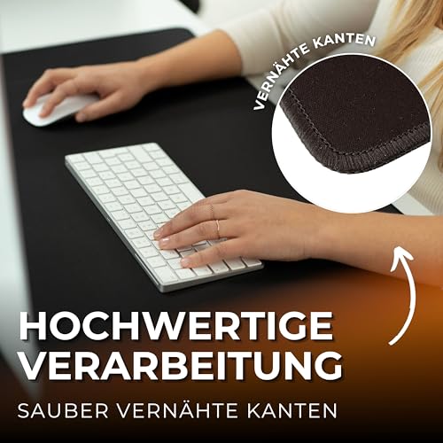 silmo Mauspad XXL 900 x 400 mm großes Mousepad - Groß Schwarz - Vernähter Rand, rutschfest & leise, für Gaming Büro Office Homeoffice - Tastatur - 90 x 40 cm Mouse Pad Mat - alle Maus Arten Bild 2