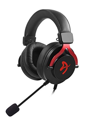 Arozzi Aria Gaming Headset with Detachable Microphone 50mm Drivers Microphone Mute Button Volume Control Aluminum Frame and 7.25 ft Braided Cable - Red Bild 1