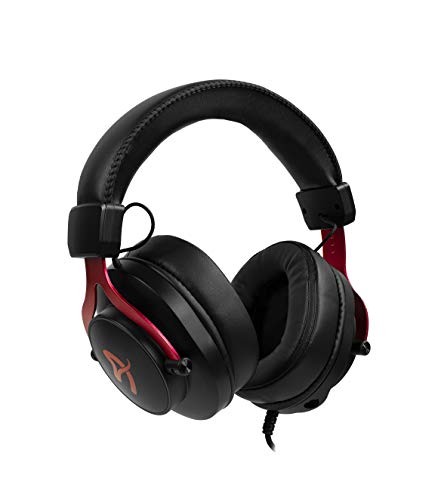 Arozzi Aria Gaming Headset with Detachable Microphone 50mm Drivers Microphone Mute Button Volume Control Aluminum Frame and 7.25 ft Braided Cable - Red Bild 4