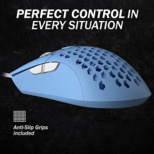 HK GAMING Sirius M Ultraleichte, Mit Wabenmuster Versehene, Beidhändige, Kabelgebundene Gaming-Maus - 6 Tasten - 12 000 CPI - 54 g (Sirius-M, Malibu Limitierte Auflage) Bild 3