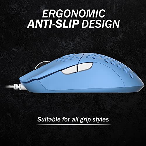 HK GAMING Sirius M Ultraleichte, Mit Wabenmuster Versehene, Beidhändige, Kabelgebundene Gaming-Maus - 6 Tasten - 12 000 CPI - 54 g (Sirius-M, Malibu Limitierte Auflage) Bild 4