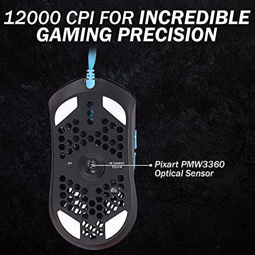 HK Gaming Sirius M Ultraleichte, Mit Wabenmuster Versehene, Beidhändige, Kabelgebundene Gaming-Maus - 6 Tasten - 12 000 CPI - 54 g (Sirius-M, Phantom Limitierte Auflage) Bild 6