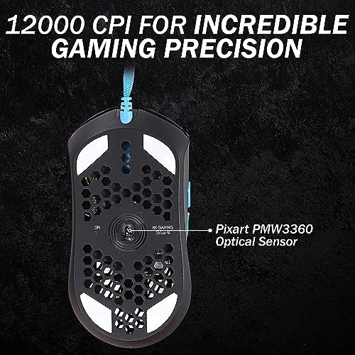 HK Gaming Sirius M Ultraleichte, Mit Wabenmuster Versehene, Beidhändige, Kabelgebundene Gaming-Maus - 6 Tasten - 12 000 CPI - 54 g (Sirius-M, Phantom Limitierte Auflage) Bild 7