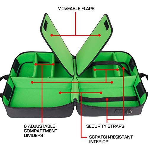 USA Gear Xbox-Hülle - Konsolenhülle Kompatibel Mit Xbox Series X Und Xbox Series S Mit Anpassbarem Interieur Für Xbox-Controller, Xbox-Spiele, Gaming-Headset Und Weiteres Gaming-zubehör (grün) Bild 4