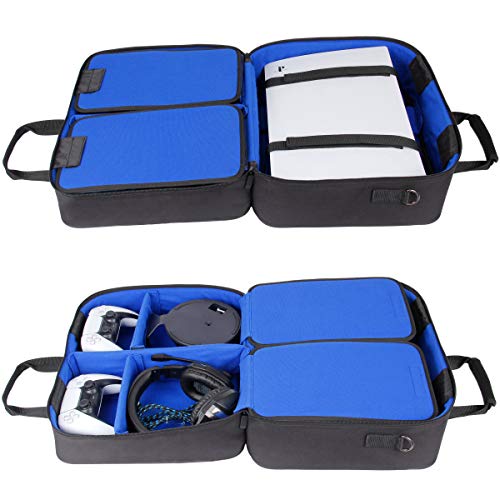 USA Gear PS5-Hülle - Konsolenhülle Kompatibel mit PlayStation 5 und PS5 Digital Edition mit anpassbarem Interieur für PlayStation Controller, PS5-Spiele, Gaming-Headset und Zubehör (Blau) Bild 2