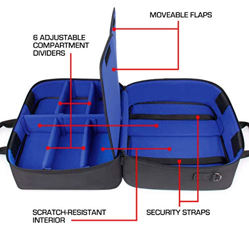 USA Gear PS5-Hülle - Konsolenhülle Kompatibel mit PlayStation 5 und PS5 Digital Edition mit anpassbarem Interieur für PlayStation Controller, PS5-Spiele, Gaming-Headset und Zubehör (Blau) Bild 4