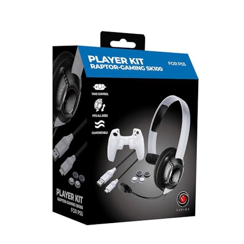 Raptor-Gaming PS5 Headset Kit SK100 mono, für Sony PS5, Player Kit/Set, PS 5 Silikonhülle für den DualSense Playstation 5 Controller, extra langes Ladekabel, Analogstick Aufsätze, RG-SK100 Bild 2