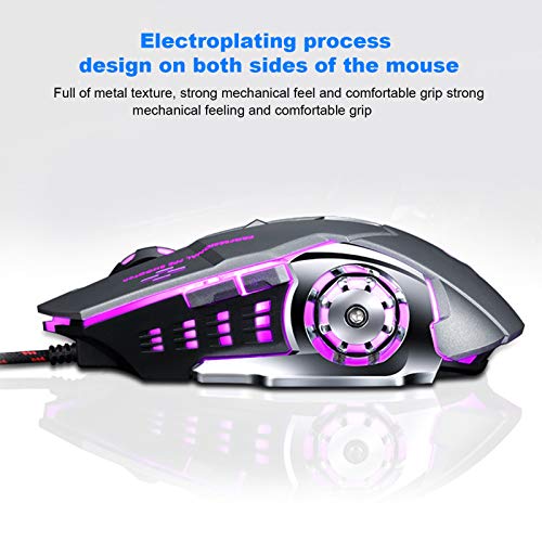 VBESTLIFE Kabelgebundene Gaming-Maus PC-Spielemäuse Schwarze Computermäuse mit RGB-Hintergrundbeleuchtung, Gaming-Maus Kabelgebundene LED Leuchtend 3200 DPI Home Office Bild 2