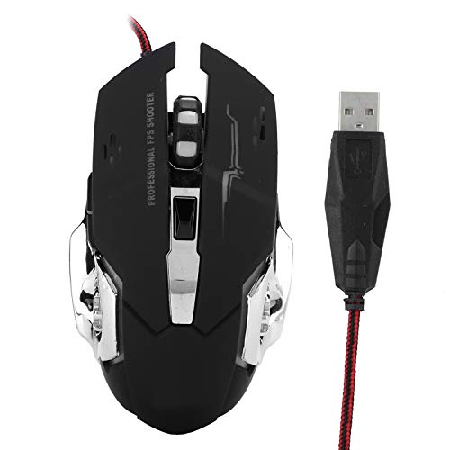 VBESTLIFE Kabelgebundene Gaming-Maus PC-Spielemäuse Schwarze Computermäuse mit RGB-Hintergrundbeleuchtung, Gaming-Maus Kabelgebundene LED Leuchtend 3200 DPI Home Office Bild 6