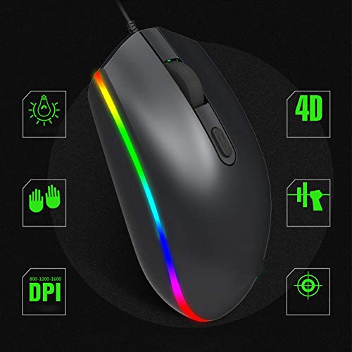 VBESTLIFE Gaming-Maus PC-Gaming-Mäuse Schwarze Computermäuse mit beleuchteter RGB-Maus Festzelt-Design Notebook-Spiele E-Sports Dedicated 3-Speed Adjustable 1600dpi RGBS900 Bild 4