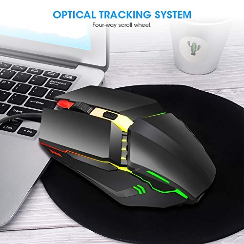 VBESTLIFE Kabelgebundene Gaming-Maus PC-Gaming-Mäuse Schwarze Computermäuse mit RGB-Hintergrundbeleuchtung Bunte leuchtende optische Gaming-Maus 4D Ergonomisches Design Computerteile Bild 2